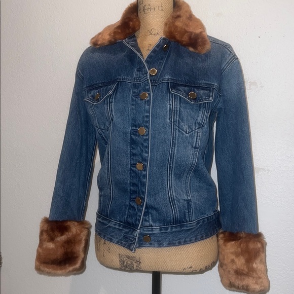 Michael Kors Faux Fur Trim Denim Jacket - Picture 5 of 13